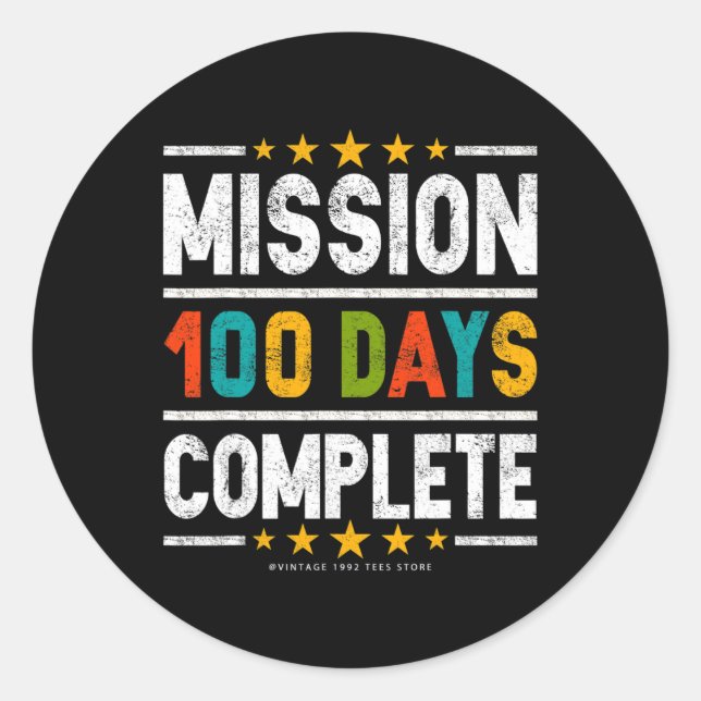 Sticker Rond 100ème Jour De Mission Chemises Scolaires 100 Jour (Devant)