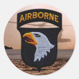 Sticker Rond 101e division aéroportée criant un timbre d'aigle