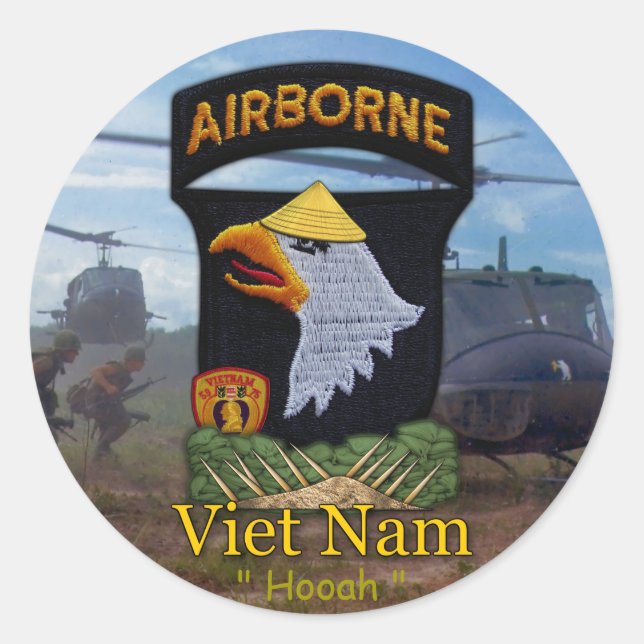 Sticker Rond 101e division aéroportée hurlant des aigle vietnam (Devant)