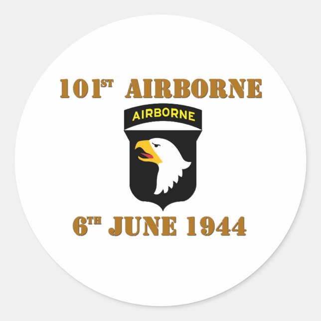 Sticker Rond 101st Airborne D-Day Normandy (Devant)