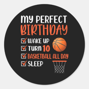 Sticker Rond 10 ans Basketball Anniversaire 10e Boy Bda