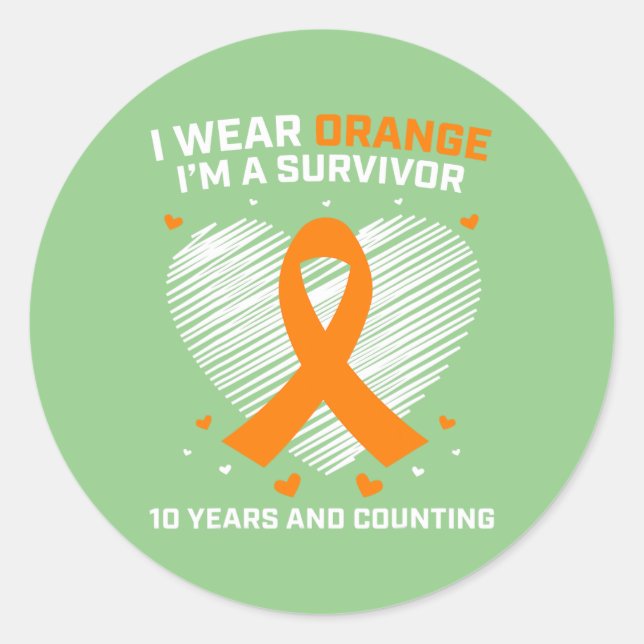 Sticker Rond 10 ans Cancer Libre Leucémie Survivant Cadeaux Ora (Devant)