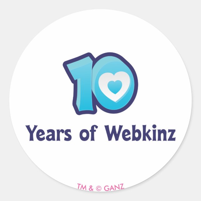 Sticker Rond 10 ans de Webkinz Logo (Devant)