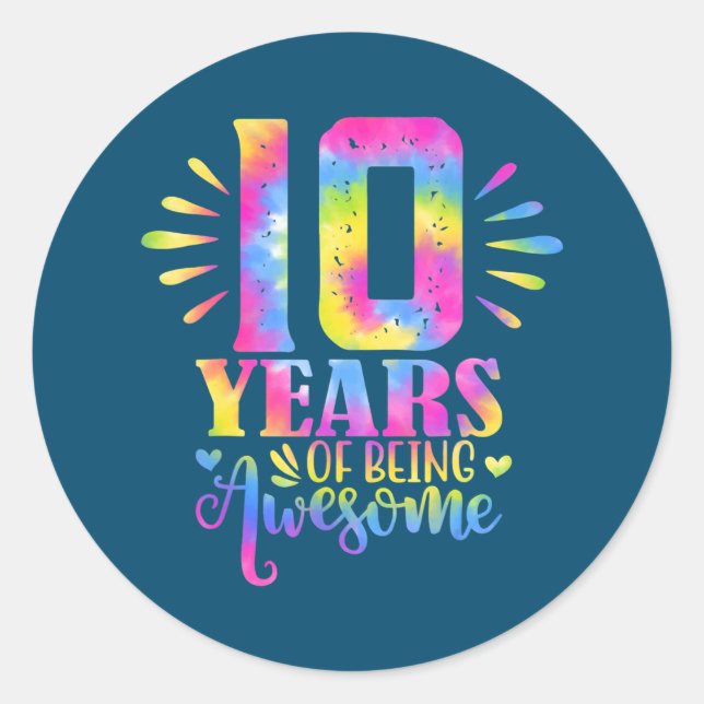 Sticker Rond 10 ans d'être génial 10e anniversaire fille (Devant)