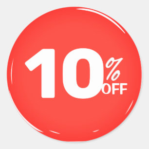 Sticker Rond 10% Dix Pour Cent De Réduction Vente