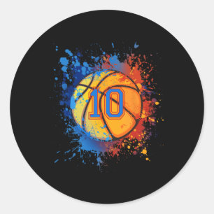 Sticker Rond 10 Years Old 10 Birthday Basketball Poison For Boy