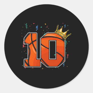 Sticker Rond 10e anniversaire Basketball grand nombre 10 ans Bo