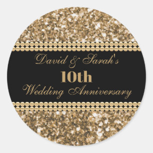 Sticker Rond 10e anniversaire de Mariage Célébration Parties sc