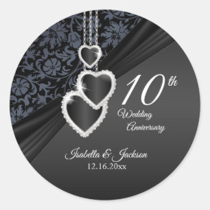 Sticker Rond 10e anniversaire du Mariage de l'Onyx noir