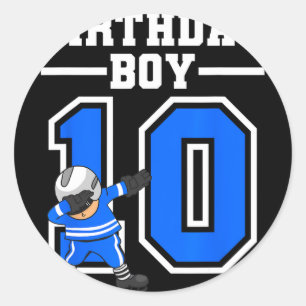 Sticker Rond 10e anniversaire Garçon Hockey sur glace Enfants 1