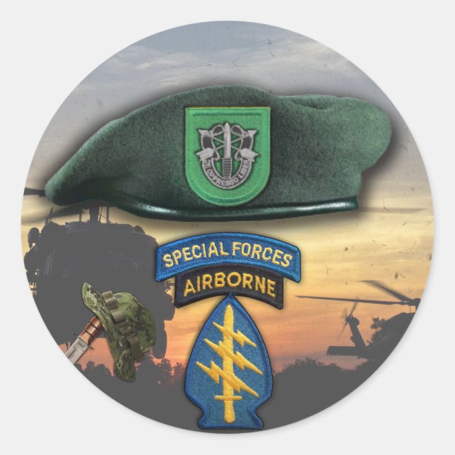 Sticker Rond 10e forces spéciales vétérans des Berets verts des (Devant)