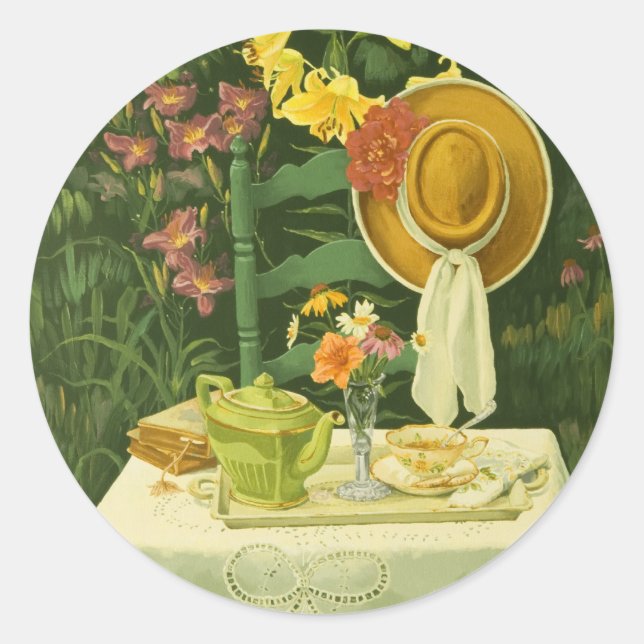 Sticker Rond 1144 Tea Time in Garden (Devant)