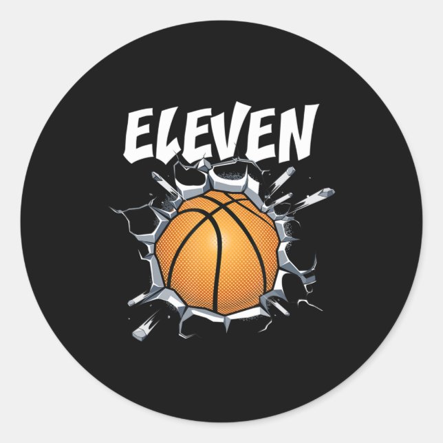 Sticker Rond 11 ans Basketball Anniversaire Fête 11e Garçon (Devant)