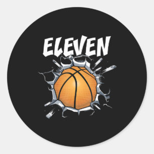 Sticker Rond 11 ans Basketball Anniversaire Fête 11e Garçon