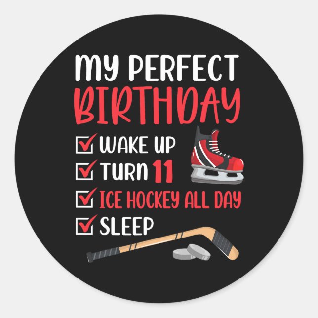 Sticker Rond 11 ans de hockey sur glace Anniversaire de fête 11 (Devant)