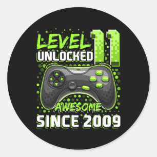 Sticker Rond 11 Déverrouillé Awesome 2009 jeu vidéo 11e anniver