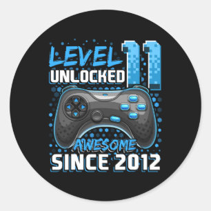 Sticker Rond 11 Déverrouillé Awesome 2012 jeu vidéo 11e anniver