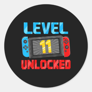 Sticker Rond 11 Joueur déverrouillé 11e Anniversaire jeu vidéo