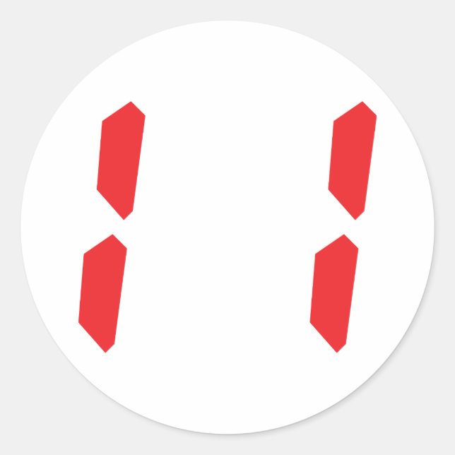 Sticker Rond 11 onze réveil rouge numéro numérique (Devant)