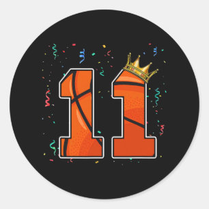 Sticker Rond 11e anniversaire Bysketbyll Grand nombre 11 ans Bo