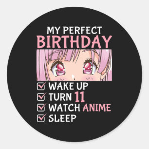 Sticker Rond 11e anniversaire Veille Anime 11 ans Anime Ado