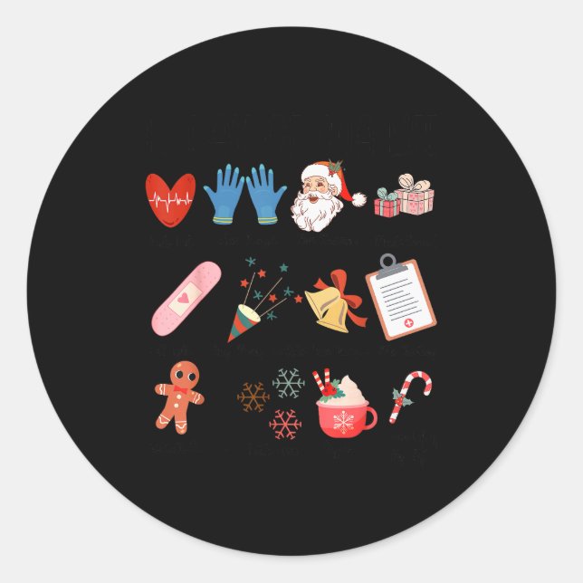 Sticker Rond 12 Days Of Cna Life Nurse Merry Christmas Pajamas  (Devant)