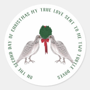 Sticker Rond 12 Jours de Noël Deux tourterelles