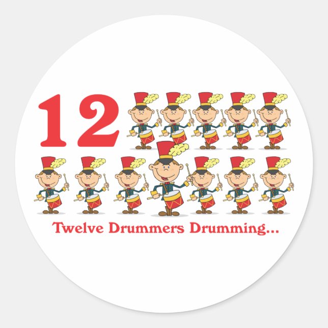 Sticker Rond 12 jours douze batteurs tambourinant (Devant)