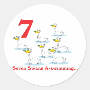 Sticker Rond 12 jours sept cygnes a-nager