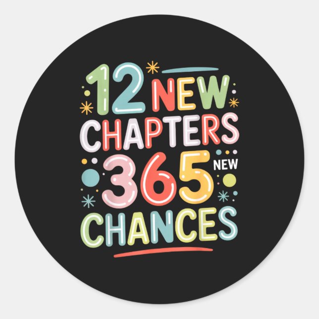 Sticker Rond 12 New Chapters 365 Chances Insrational Quote For  (Devant)