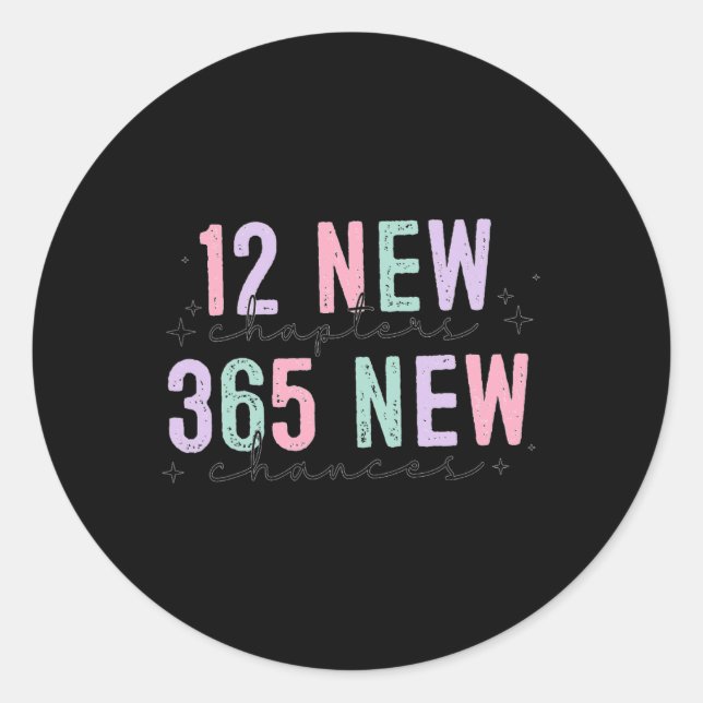 Sticker Rond 12 New Chapters 365 New Chances  (Devant)