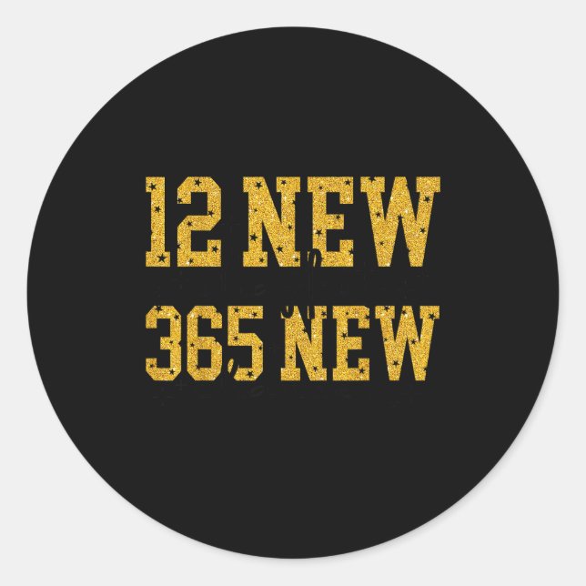 Sticker Rond 12 New Chapters 365 New Chances Happy New Year Par (Devant)