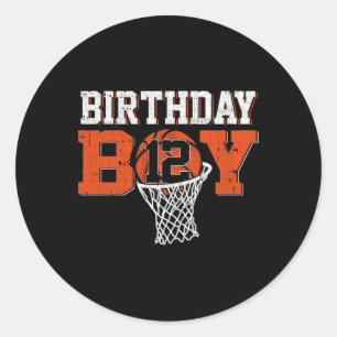 Sticker Rond 12e anniversaire garçon de basketball Lover 12 ans