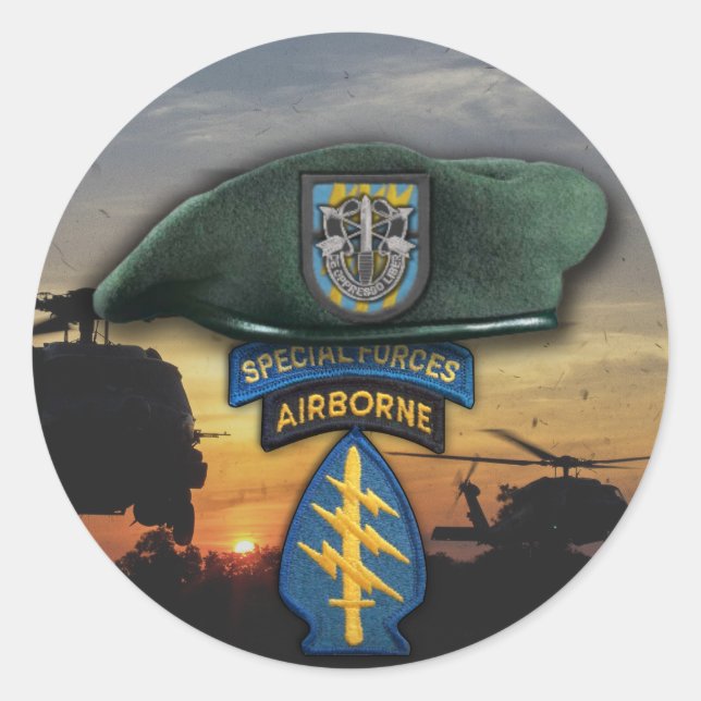 Sticker Rond 12e Militaires spéciaux Sf Green Berets vétérans (Devant)