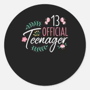 Sticker Rond 13 Cadeau Officiel Adolescent Filles Anniversaire