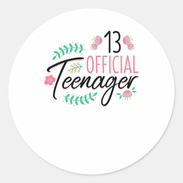 Sticker Rond 13 Cadeau Officiel Adolescent Filles Anniversaire (Devant)