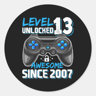 Sticker Rond 13 Déverrouillé Awesome 2007 jeu vidéo 13e anniver