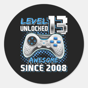 Sticker Rond 13 Déverrouillé Awesome 2008 jeu vidéo 13e anniver