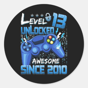 Sticker Rond 13 Déverrouillé Awesome 2010 Jeu vidéo garçon 13e 