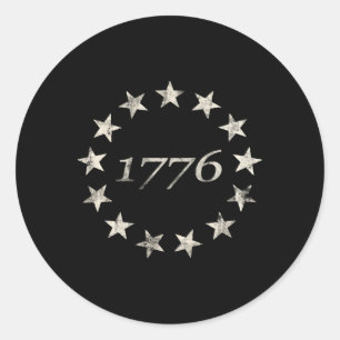 Sticker Rond 13 Star Flag Betsy Ross Distressed American Flag 1