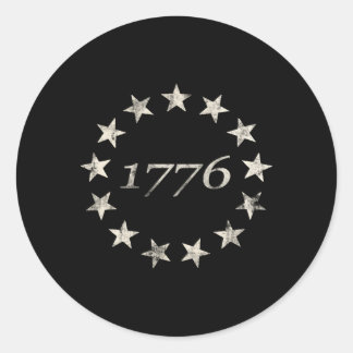 Sticker Rond 13 Star Flag Betsy Ross Distressed American Flag 1