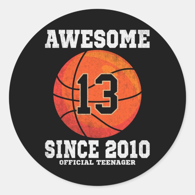 Sticker Rond 13e anniversaire Bysketbyll Fan 13 ans Officiel (Devant)