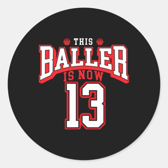 Sticker Rond 13e anniversaire Bysketbyll Lover 13 ans Anniversa (Devant)