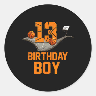 Sticker Rond 13e anniversaire de basket-ball Jersey 13 ans Boy 