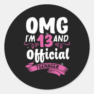 Sticker Rond 13e anniversaire de la adolescente officielle