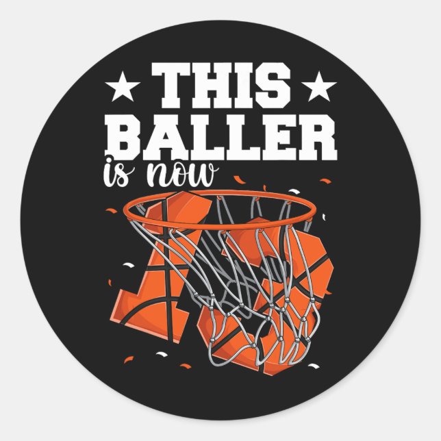 Sticker Rond 13e anniversaire garçons de basket-ball (Devant)