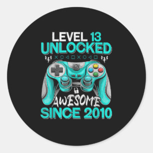 Sticker Rond 13e anniversaire Gift Boys Niveau 13 Déverrouillé 