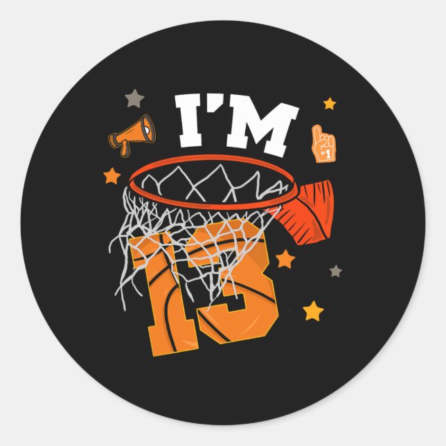 Sticker Rond 13th Birthday Sketll Boy 13 Yr Old Thirteen Years  (Devant)