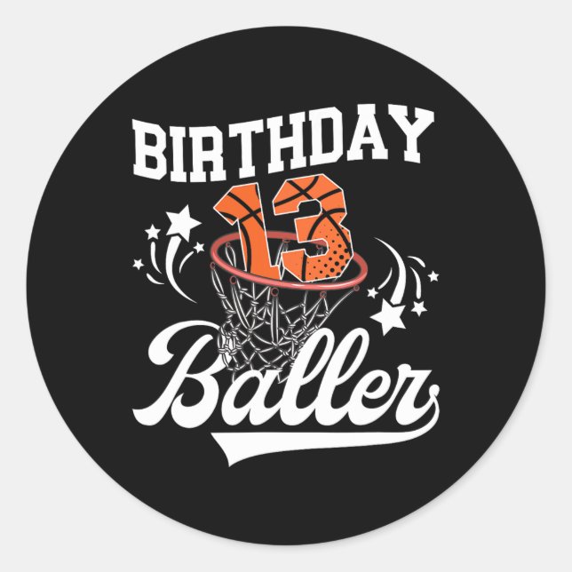 Sticker Rond 13th Sketll Birthday Thirteen Year Old Sketll Play (Devant)