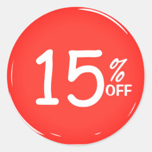 Sticker Rond 15% Quinze Pour Cent De Réduction Vente
